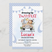 Zwei Wilddschungelwale Race 2. Geburtstag Party Einladung (Vorne/Hinten)