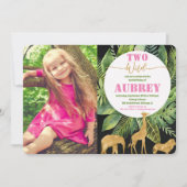 Zwei wilde 2. Geburtstag Foto Einladung pink (Vorderseite)