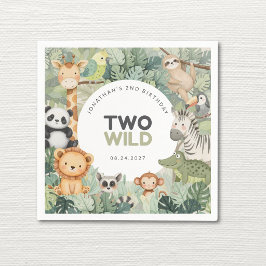 Zwei wilde 2. Geburtstags-Safari-Dschungel-Tiere-P Serviette