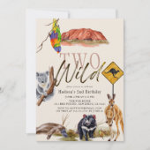 Zwei wilde australische Tiere 2. Geburtstag Einladung (Vorderseite)