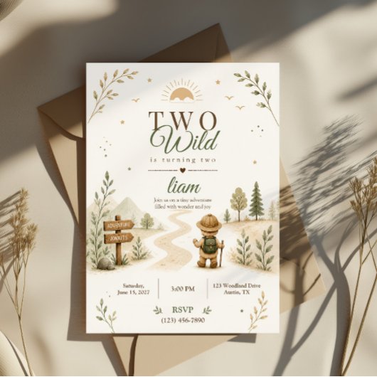 Zwei wilde Boho-Entdecker-Geburtstagsdesign Einladung