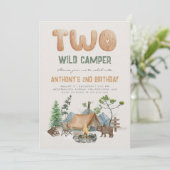 Zwei wilde Camper Wald 2. Geburtstag Einladung (Stehend Vorderseite)