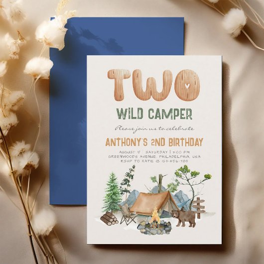 Zwei wilde Camper Wald 2. Geburtstag Einladung