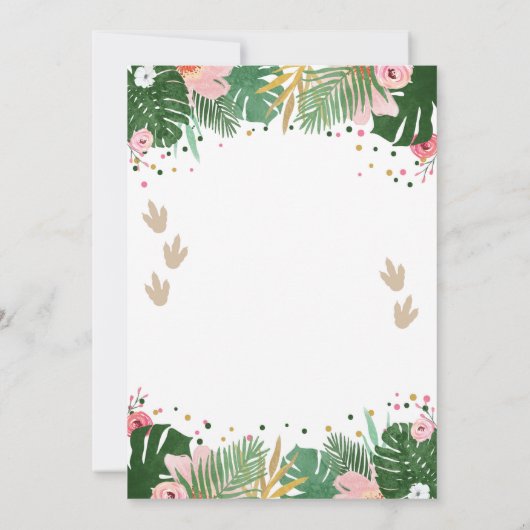 Zwei Wilde Dino Party Girl Pink Dinosaur Geburtsta Einladung (Rückseite)