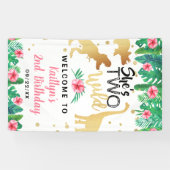 Zwei wilde Dinosaurier Mädchen 2. Geburtstag Party Banner (Horizontal)