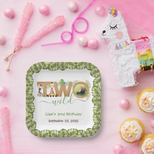 Zwei wilde Dschungeltiere Foto Holz Zweiten Geburt Pappteller (Party)