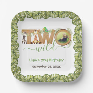 Zwei wilde Dschungeltiere Foto Holz Zweiter Geburt Pappteller