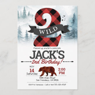 Zwei Wilde Einladung, Lumberjack 2. Geburtstag Einladung