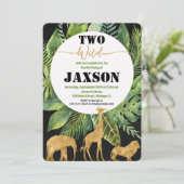 Zwei wilde Einladungen für den zweiten Geburtstag (Stehend Vorderseite)