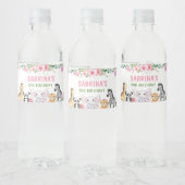 Zwei wilde Feiern - Rosa Tierextravaganza! Wasserflaschenetikett (Flaschen)