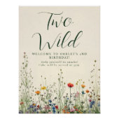 Zwei wilde Geburtstag - Boho Cream Wildblumenposte Poster (Vorderseite)
