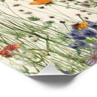 Zwei wilde Geburtstag - Boho Cream Wildblumenposte Poster