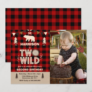 Zwei wilde Geburtstage Einladung Lumberjack Two Wi