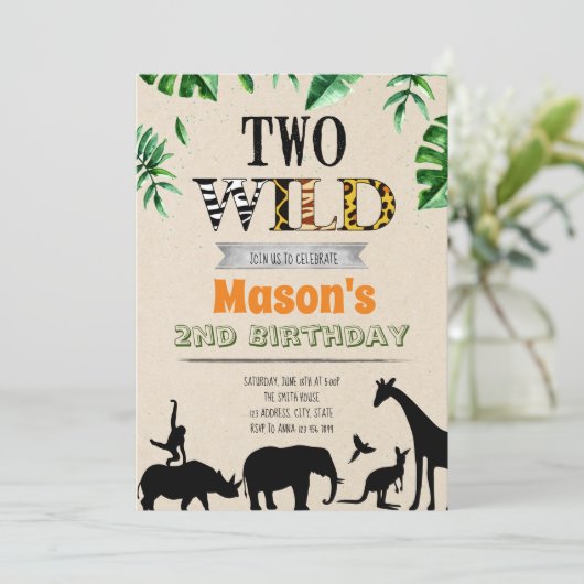 Zwei wilde Geburtstagsparty Einladung (Stehend Vorderseite)