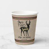 Zwei wilde Girls Woodland Deer 2. Geburtstag Pappbecher (Rückseite)