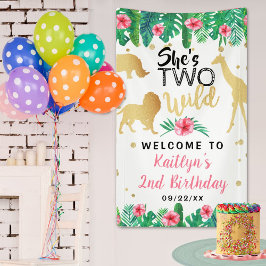 Zwei Wilde Girls zweite Geburtstagsparty Willkomme Banner