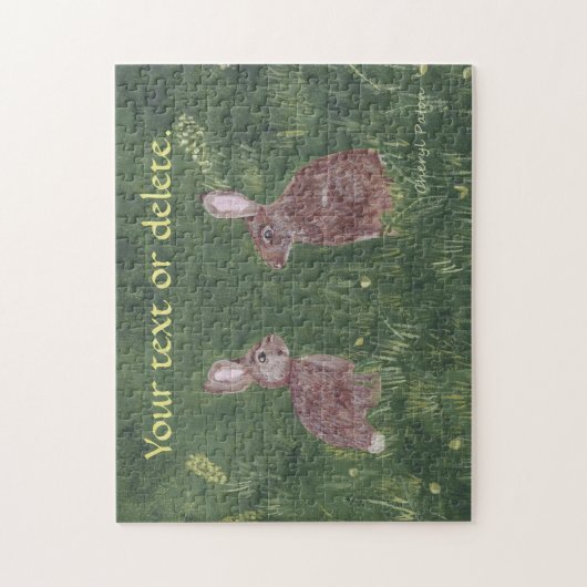 Zwei wilde Hasen im Gras Ihr Text Puzzles (Vertikal)