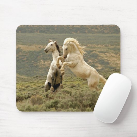 Zwei wilde Hengste kämpfen Mousepad (Mit Mouse)