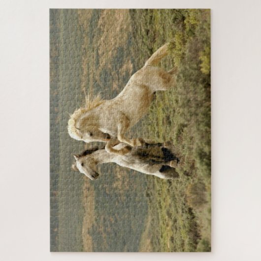 Zwei wilde Hengste kämpfen Puzzle (Vertikal)