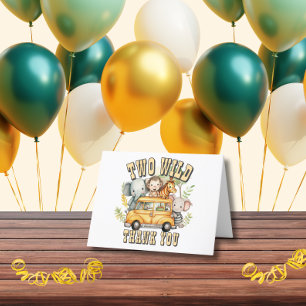 Zwei wilde Jungen Geburtstag Safari-Tiere  Dankeskarte