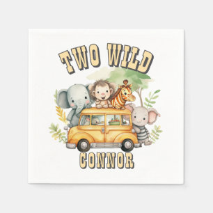 Zwei wilde Jungen Geburtstags-Safari-Tiere Serviette