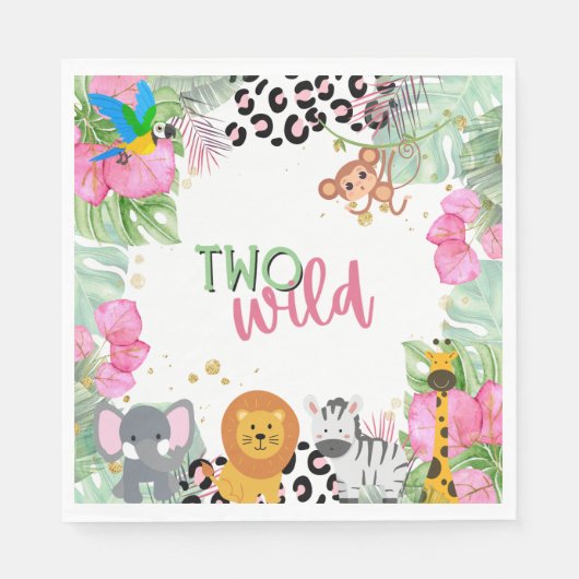 Zwei wilde Jungle Girls Papier Napkin Serviette (Vorderseite)