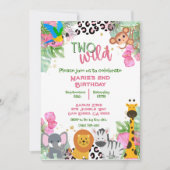 Zwei wilde Jungle Girls zum Geburtstag einladen Einladung (Vorderseite)