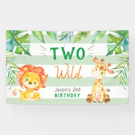 Zwei wilde Jungle Safari Boys Zweite Geburtstagspa Banner