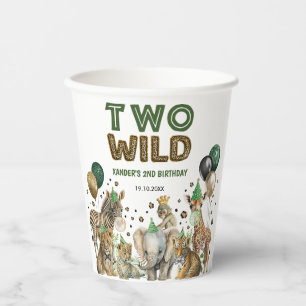 Zwei wilde Jungle Safari Tiere 2. Geburtstag Party Pappbecher