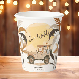 Zwei wilde Jungle Tiere 2. Geburtstag Pappbecher