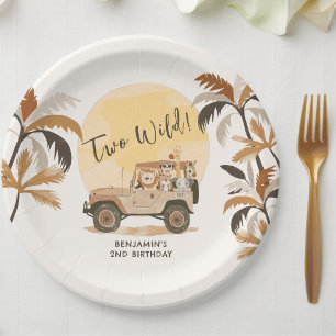 Zwei wilde Jungle Tiere 2. Geburtstag Pappteller