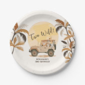 Zwei wilde Jungle Tiere 2. Geburtstag Pappteller (Vorderseite)