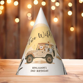 Zwei wilde Jungle Tiere 2. Geburtstag Partyhütchen