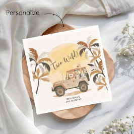 Zwei wilde Jungle Tiere 2. Geburtstag Serviette