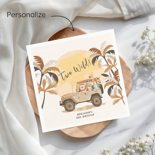 Zwei wilde Jungle Tiere 2. Geburtstag Serviette