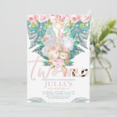 Zwei wilde Jungle Tiere zum Geburtstag Niedlich Einladung (Stehend Vorderseite)