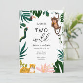 Zwei wilde Jungle zum Geburtstag Einladung (Stehend Vorderseite)
