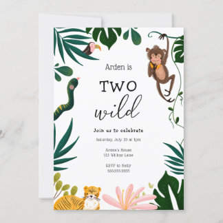 Zwei wilde Jungle zum Geburtstag Einladung