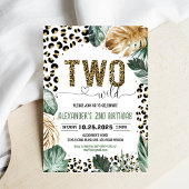 Zwei Wilde Leopard Print Jungle Geburtstag Einladung