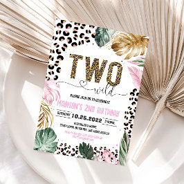 Zwei Wilde Leopard Print Jungle Geburtstag Einladung