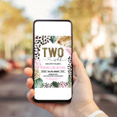 Zwei Wilde Leopard Print Jungle Geburtstag Einladung