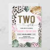 Zwei Wilde Leopard Print Jungle Geburtstag Einladung (Vorderseite)