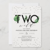 Zwei wilde, moderne tropische Vegetation 2. Geburt Einladung (Vorderseite)