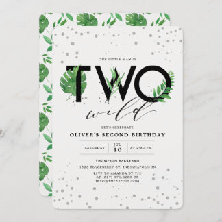 Zwei wilde, moderne tropische Vegetation 2. Geburt Einladung