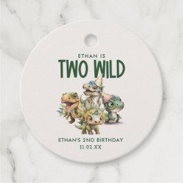 Zwei wilde Niedliche Dinosaurier 2. Geburtstag Gas Geschenkanhänger