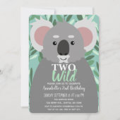 Zwei wilde Niedliche Koala Kinder Zweiten Geburtst Einladung (Vorderseite)