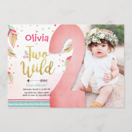 Zwei wilde Party Einladung 2. Geburtstagsmädchen b