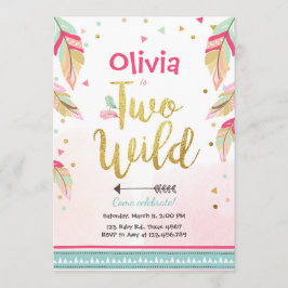 Zwei wilde Party Einladung 2. Geburtstagsmädchen b