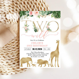 Zwei wilde Party-Tiere 2. Geburtstagseinladung Einladung