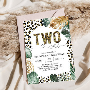 Zwei wilde Partytier Leoparden 2. Geburtstag Einladung